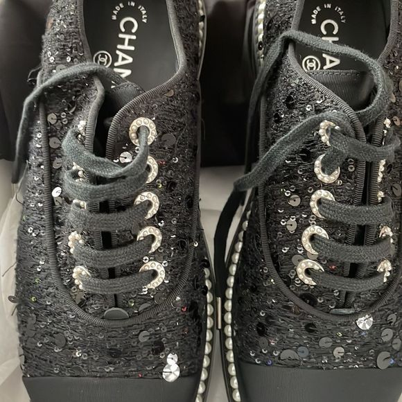 CHANEL Shoes - Chanel Faux Pearl Accents Sneakers like new with box $1,200